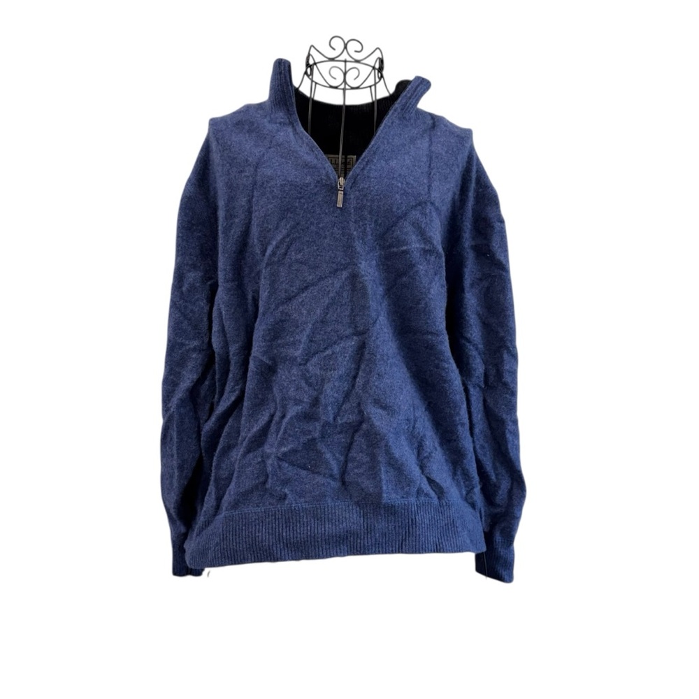 L.L. Bean Men's Blue Zip-Up Sweater 100% Cashmere